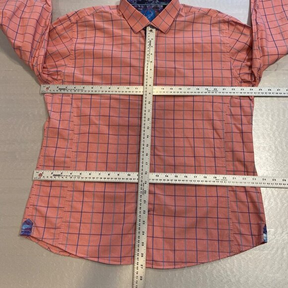 Au Noir Mens Long Sleeve Pink Plaid Button-Up Shirt size 6/2XL cotton pink blue - Picture 12 of 16